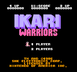 Ikari Warriors title screen for NES